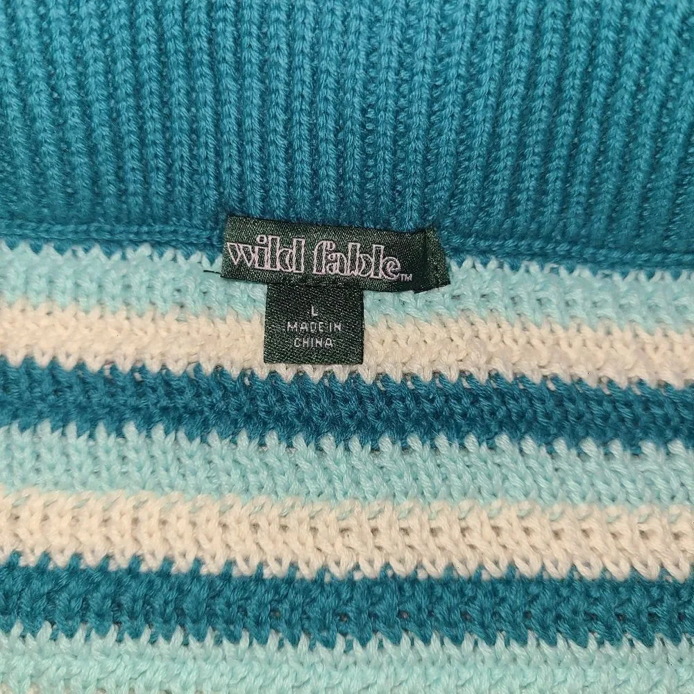 Wild Fabel Knit Teal Stripe Mini Skirt - Picture 5 of 6